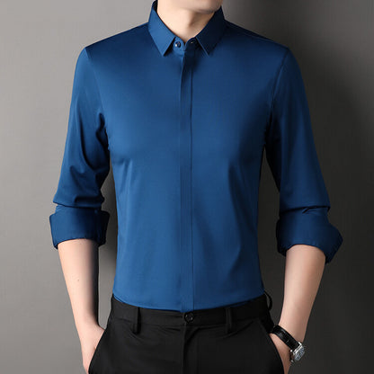 Men's long-sleeved seamless business shirt