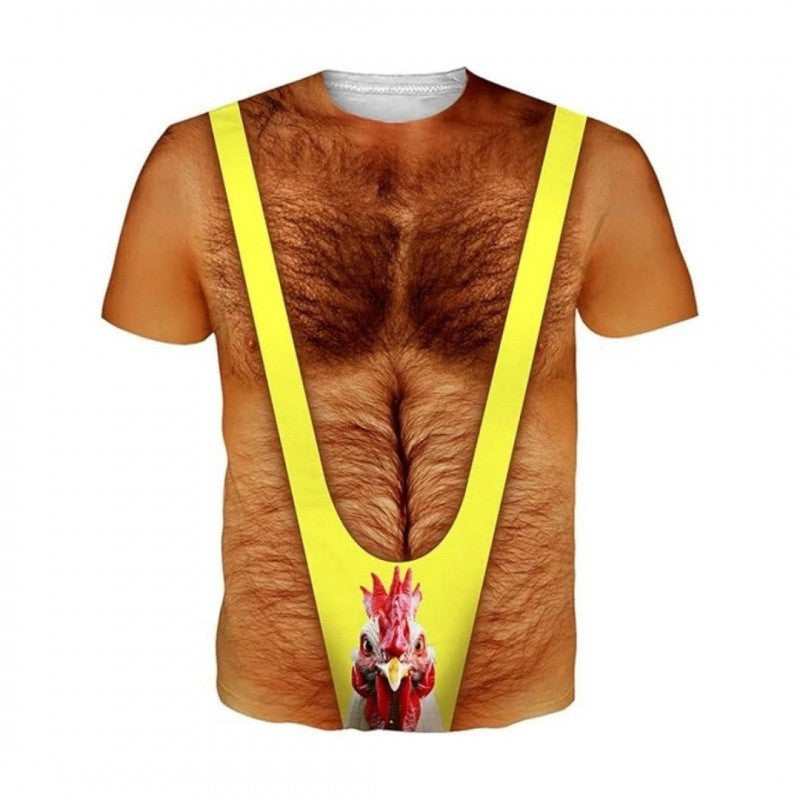 Funny 3D Hairy Chest Print Tshirt