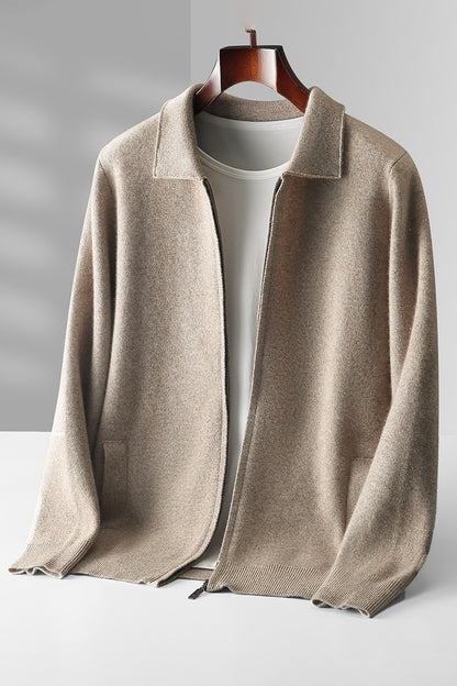 Mens 100% Wool Knitted Cardigan