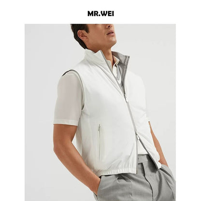 Reversible Wool Blend Stand Collar Vest