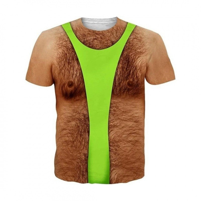 Funny 3D Hairy Chest Print Tshirt