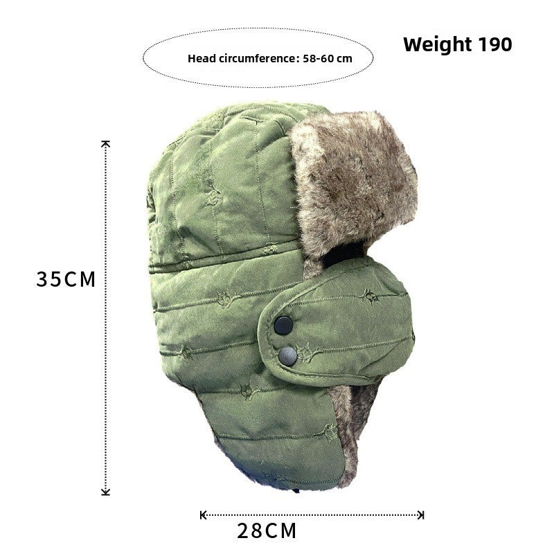 Men Women Embroidered Fleece Lined Winter Ski Hat with Face Mask