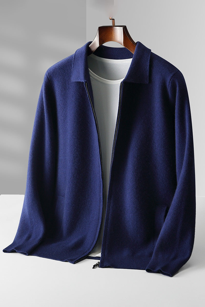 Mens 100% Wool Knitted Cardigan