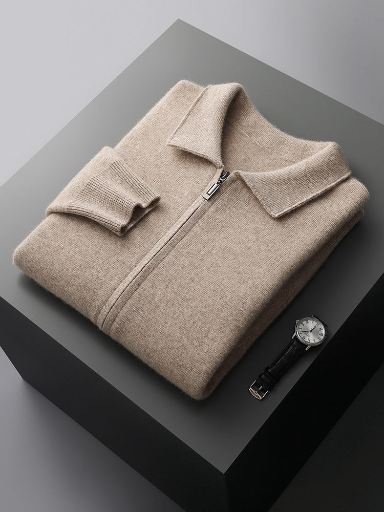 Mens 100% Wool Knitted Cardigan