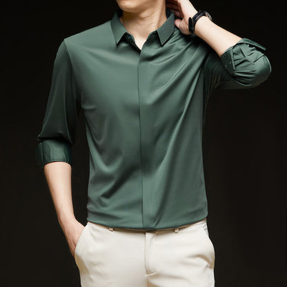 Men's long-sleeved seamless business shirt