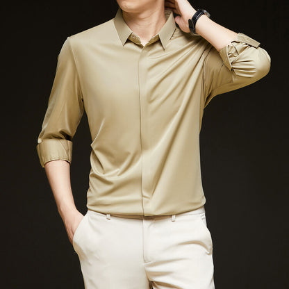 Men's long-sleeved seamless business shirt