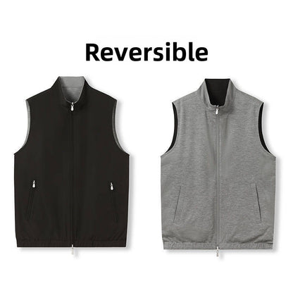 Reversible Wool Blend Stand Collar Vest
