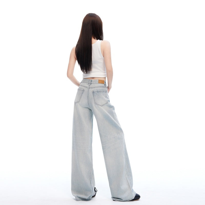 Washed Tie Flower Jeans
