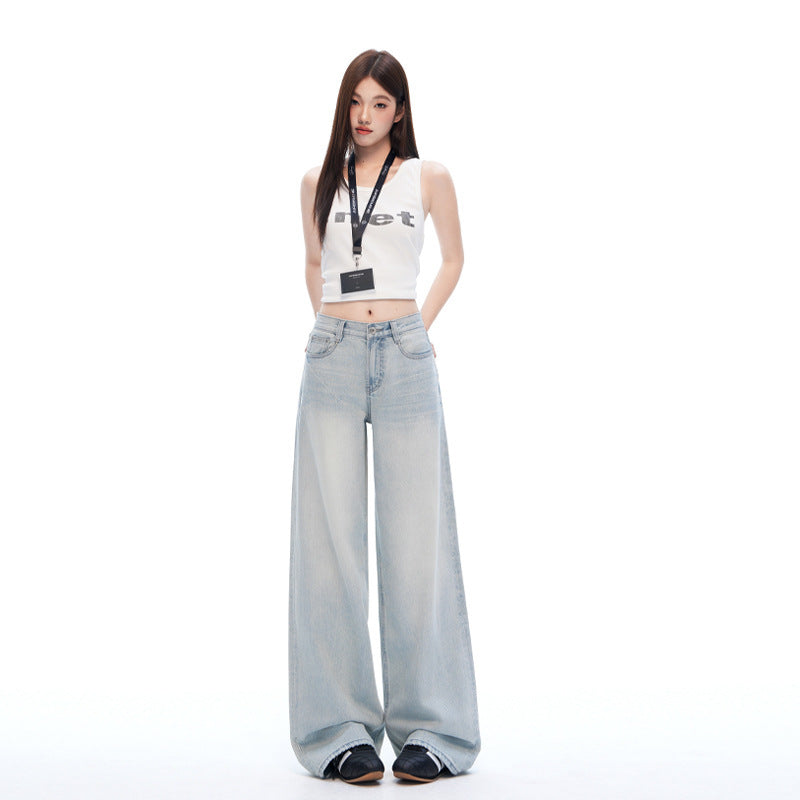 Washed Tie Flower Jeans