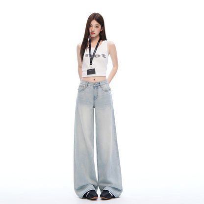 Washed Tie Flower Jeans