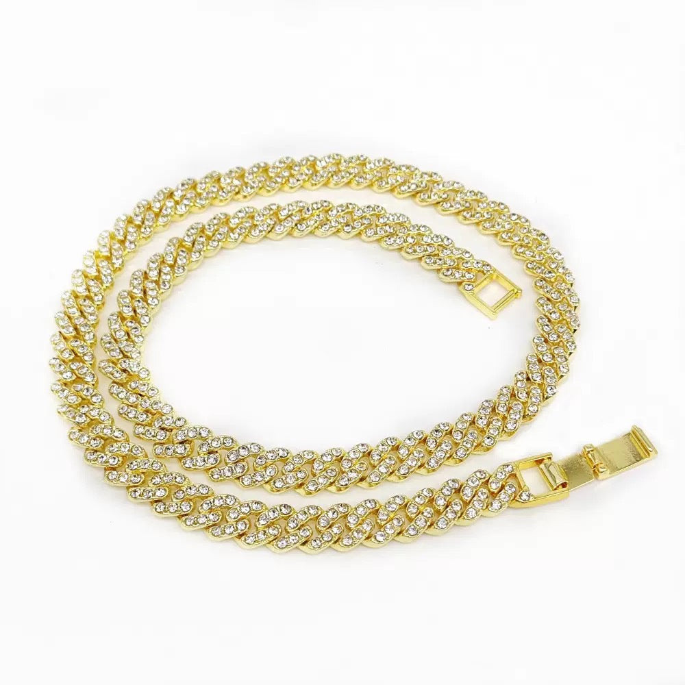 Men's Hip-Hop Cuban Chain Necklace with Diamond Accents