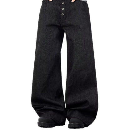 Vintage Wide-Leg Straight Denim Pants