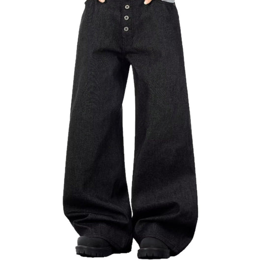 Vintage Wide-Leg Straight Denim Pants