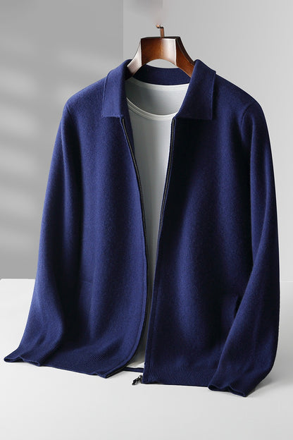 Mens 100% Wool Knitted Cardigan