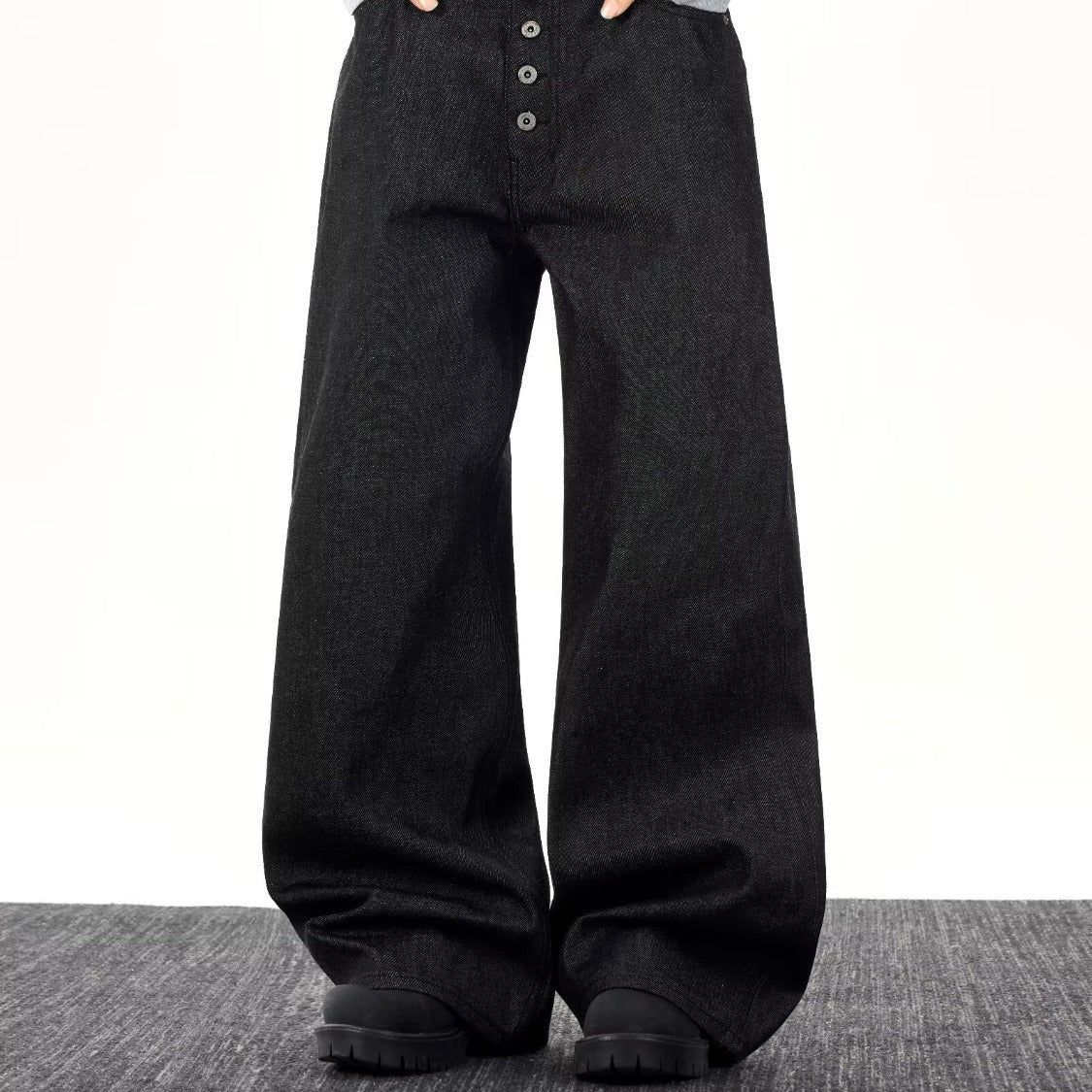 Vintage Wide-Leg Straight Denim Pants